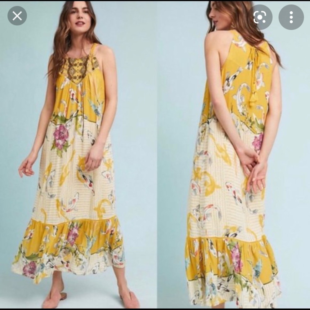 One September Koi Fish Maxi Dress Size XS